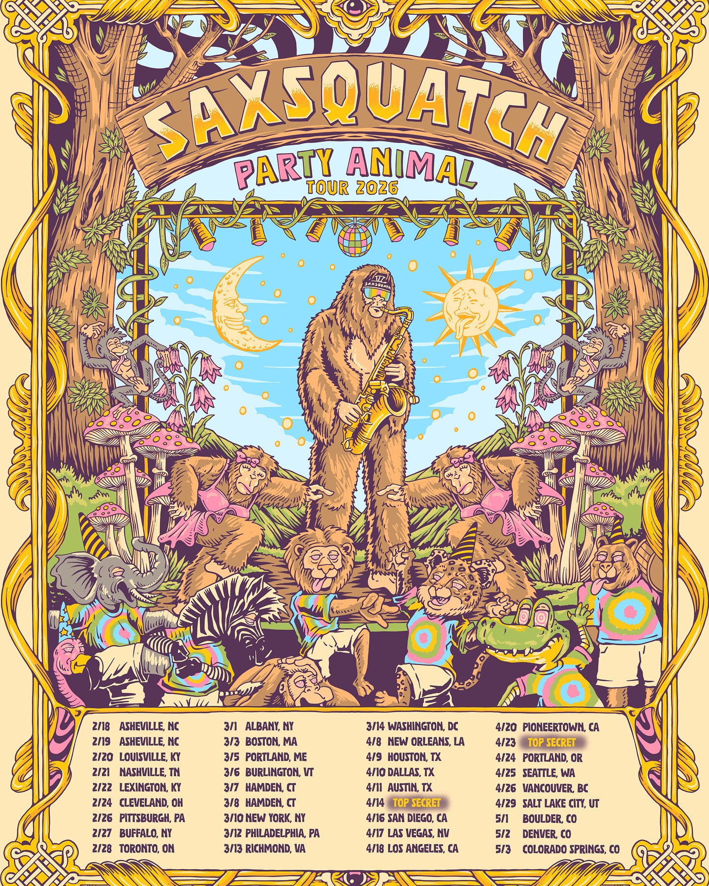 Saxsquatch Party Animal Tour Poster 2026